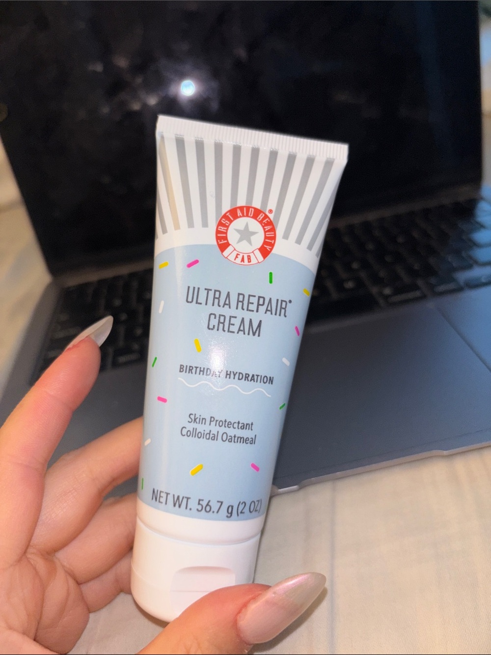 First Aid Beauty Ultra Repair Cr3am - Light Blue Tube with Sprinkle Design